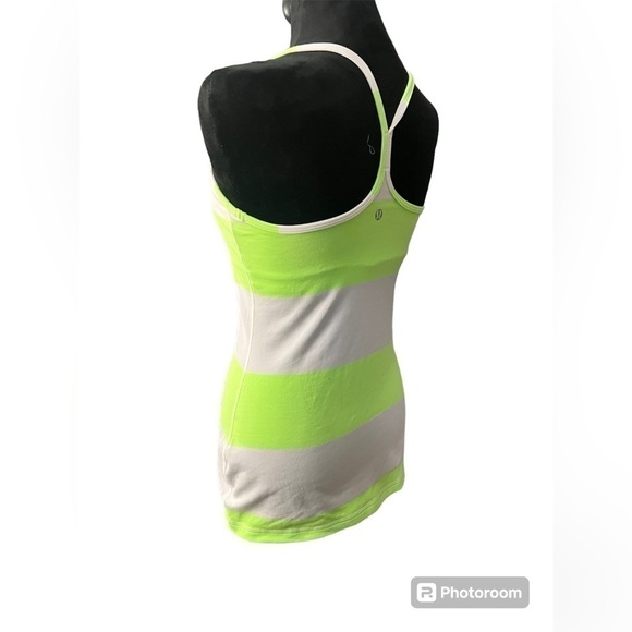 Lululemon Power Y Tank *Luon Light Bold Stripe Zippy Green SIZE SIX - Picture 3 of 7